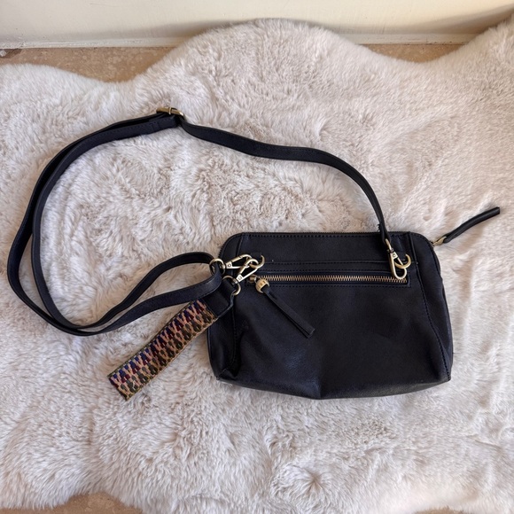 Joy Susan Black Vegan Leather Small Crossbody Wristlet Bag Convertible - Picture 2 of 10